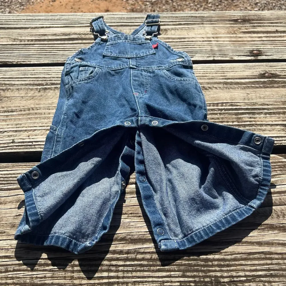 Vintage 90s Carters John Lennon Denim Overalls 9M Unisex Baby Carpenter Cotton